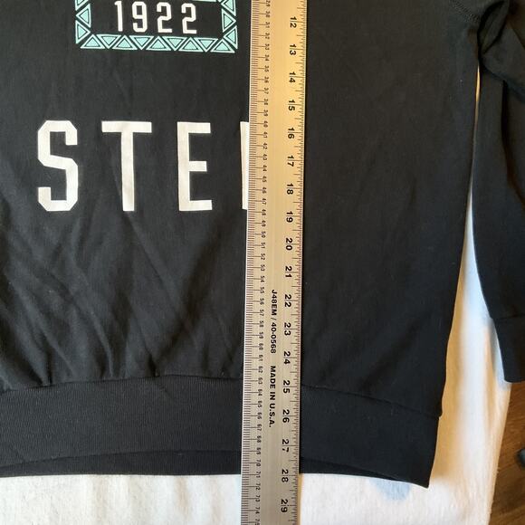 Hollister Men Sweatshirt Size L Black 1922 Logo Long Sleeve Pullover Crew Neck - Picture 5 of 8